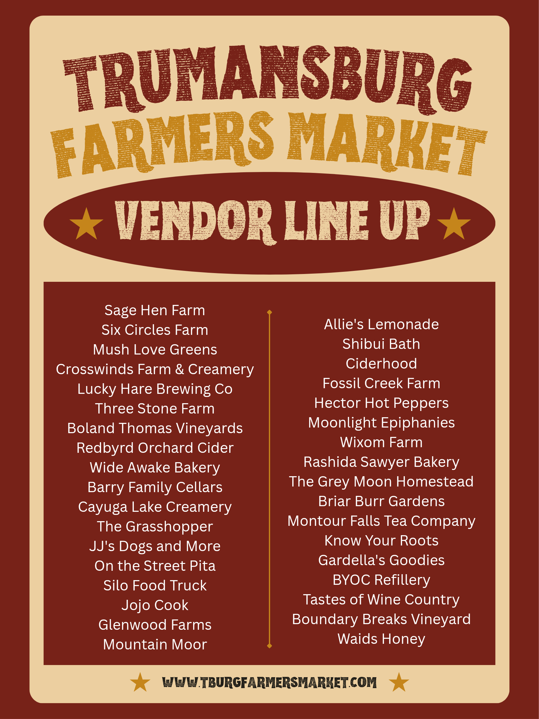 2026 Trumansburg Farmers Market vendor line-up